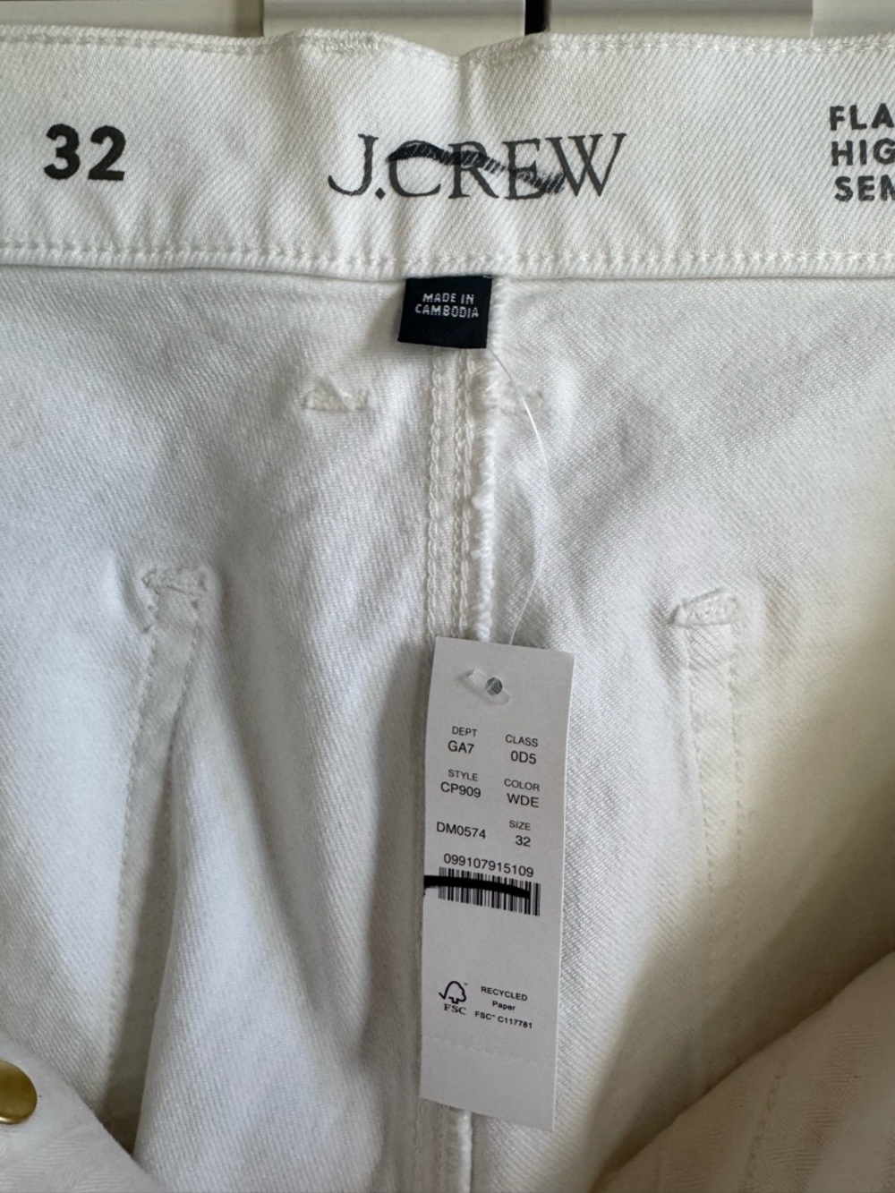 J.Crew New Vintage Flare Jean in White Denim Size 32 - Picture 5 of 5